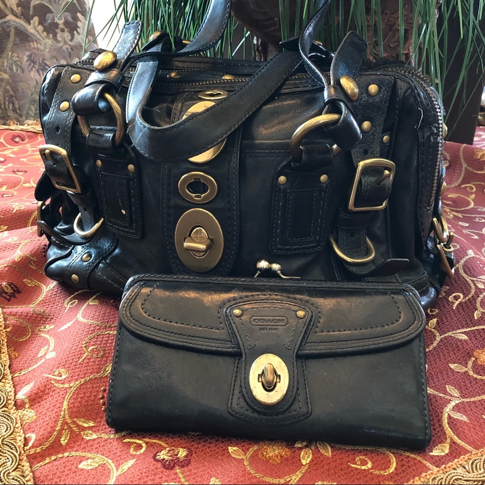 Vintage Leather Coach Purse with matching wallet